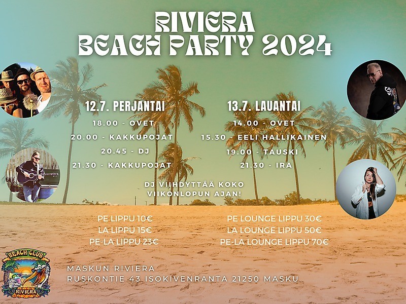 Riviera beach party 2024 liimattava seinaetaideteos 60 x 40 tuumaa 